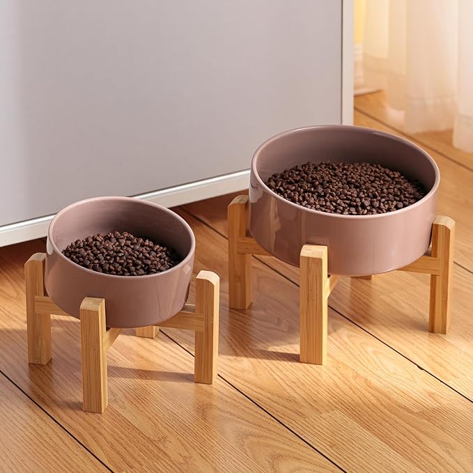 Khaki Elevated/Raised 15°Tilted Anti Slip Ceramic Dog Bowl for Medium & Large Breeds,Slanted Bulldog Big Face Pet Feeding Food Water Dish Stand for Dogs (7.6 Cups/60OZ) - Image 6