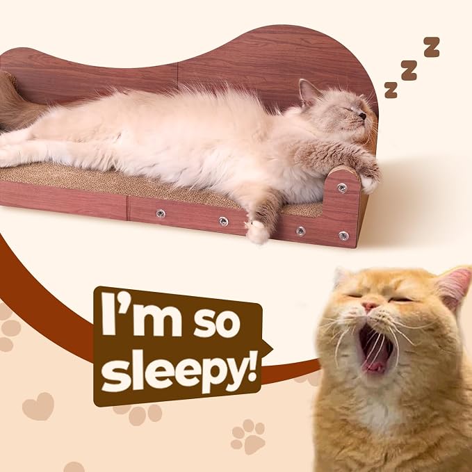 ComSaf Cat Scratcher Bed 26.4 in, Large Cardboard Cat Scratching Board | Scratch Pad Lounger, Sofa Couch Shape, Corrugated Cardboard, Furniture Protection, Indoor Resting Spot, Claw Care - Image 6