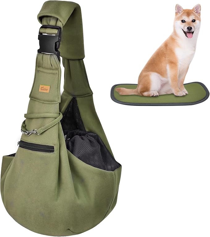 CUBY Dog and Cat Sling Carrier - Hands Free Reversible Pet Papoose Bag - Soft Pouch and Tote Design - Suitable for Puppy, Small Dogs Cats Outdoor by CUBY