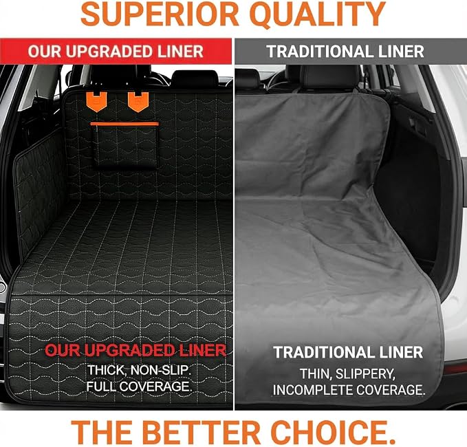 SUV Liner for Dogs, Waterproof Dog Trunk Cover with Bumper Flap Protector, PU Large Size Universal Fit, Black - Image 4