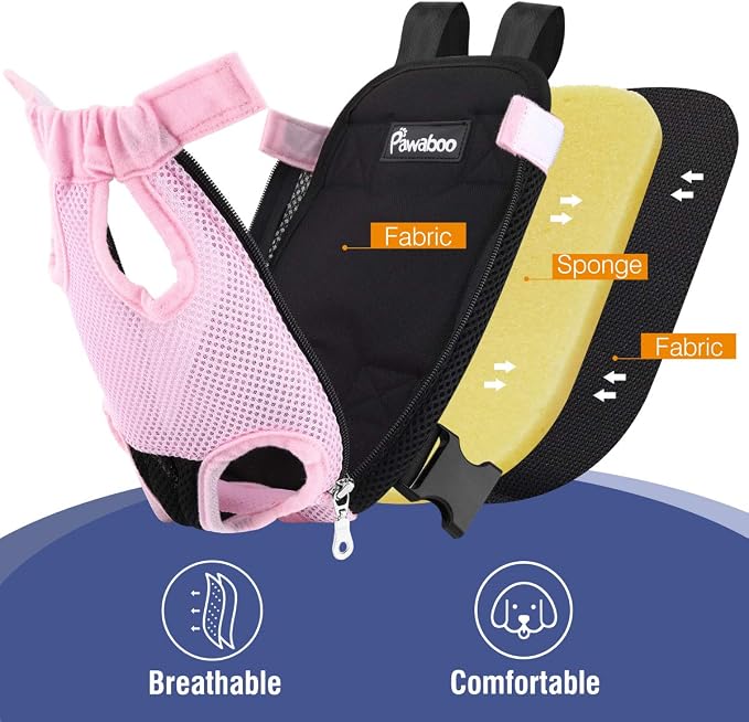 Pawaboo Pet Front Carrier Backpack for Small Medium Dogs | Legs Out Easy-fit,Adjustable Straps,Hands-Free,Soft Padded Support for Travel Hiking Cycling Camping,Pink,S - Image 5