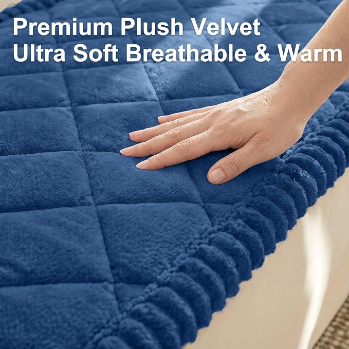 Smiry Non Slip Couch Cover for Dogs, Fuzzy Plush Pet Sofa Protector | Washable Furniture Cover for Large Dogs & Cats, Scratch & Dirt Resistant, For 3 Cushion Couch, Navy, 27.6"x88" - Image 5