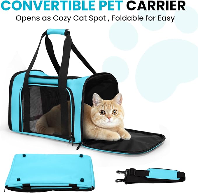 Soft-Sided Cat Carrier 18x11x11 in Expandable Travel Pet Bag 15LBS | For Cats and Small Dogs with Anti-Scratch Mesh Washable Mat Collapsible Escape-Proof Airline Approved with Shoulder Strap - Image 6