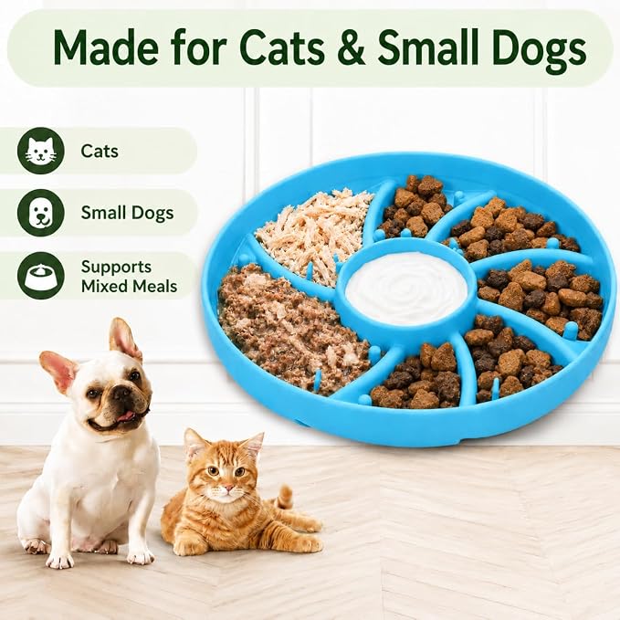 Slow Feeder Dog Bowl Silicone Suction Cup Anti Spill Dogs Cats Blue | strong suction base prevents sliding, extends mealtime, reduces anxiety, textured surface, dishwasher safe - Image 8