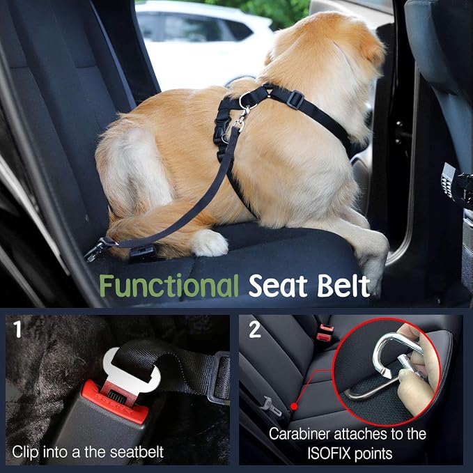 VavoPaw Dog Seat Belt Vest Harness for Car, 2 in 1 Seatbelt Buckle | Soft Breathable Mesh, Adjustable Buckle, Nylon, Heavy Duty Pet Safety Seat Belts for Small Medium Large Pets, Magenta, L - Image 4