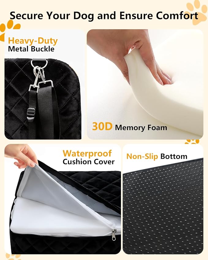 Dog Car Seat for Smal Dogs Up to 35lb,Machine Washable Dog Booster Car Seat | 2-in-1 Design, Dog Car Bed Fits Car Seat and home, Safety Leashes, Easy Install, Anti-Slip, Storage Pockets, Detachable Cover - Image 5