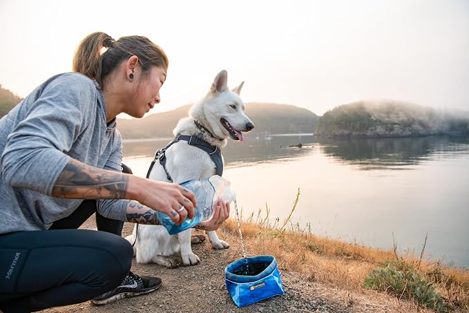 Ruffwear, Quencher Collapsible Dog Bowl, Coastal Mountains, Medium | Packable Food & Water Bowl with Waterproof Lining, Water-Resistant Shell, & Reflective Trim, Lightweight, 4.2 Cups (1 L) - Image 4