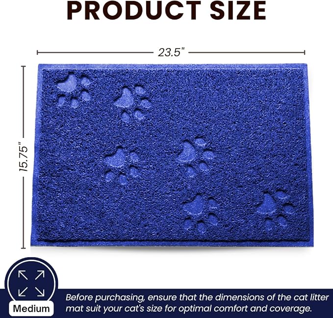 Andalus Medium Cat Litter Mat, Pack of 1 - Waterproof, Non-Slip & Easy to Clean Cat Litter Box Mat for Extra Efficient Pet Litter-Trapping, Blue (23.5” X 15.75”) - Image 5