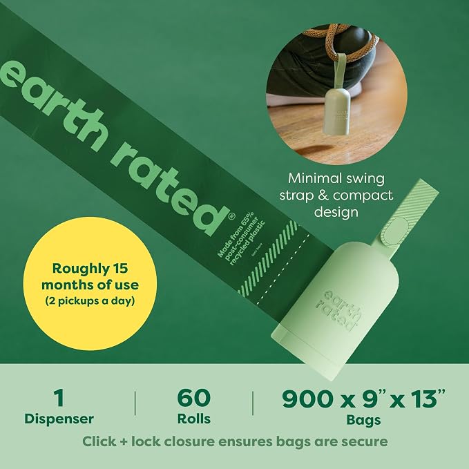 Earth Rated Dog Poop Bag Holder, 1 Dispenser and 900 Bags, Lavender | Durable and Guaranteed Leakproof Poop Bags - Image 5