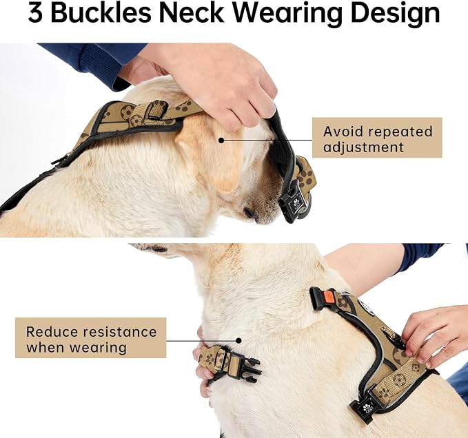 IVY&LANE No Pull Dog Harness with Leash Set, Reflective No Choke Pet Vest,Adjustable Oxford Dog Vest Harness with Easy Control Handle for Small Dogs (Light Brown,S) - Image 4
