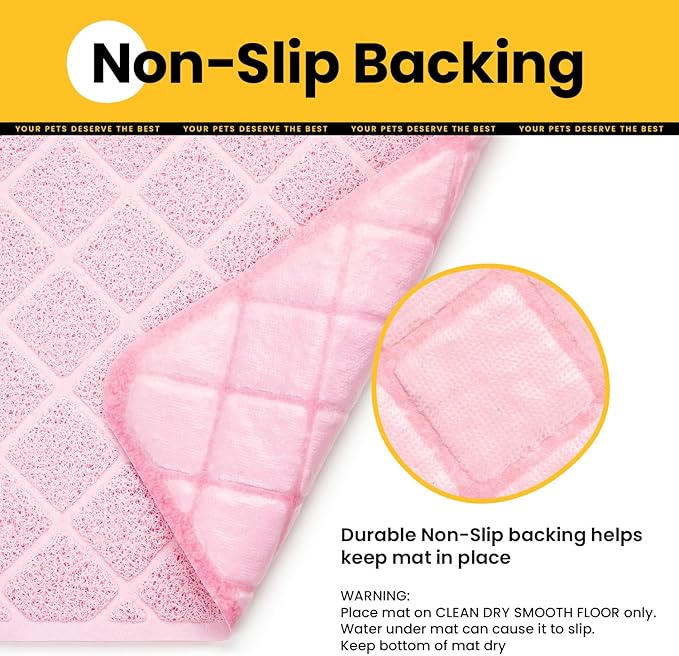 Conlun Cat Litter Mat Litter Trapping Mat, 24" x 17" Premium Durable PVC Grid Mesh with Scatter Control, Non-slip, Less Waste Cat Litter Box Mat, Pink - Image 6