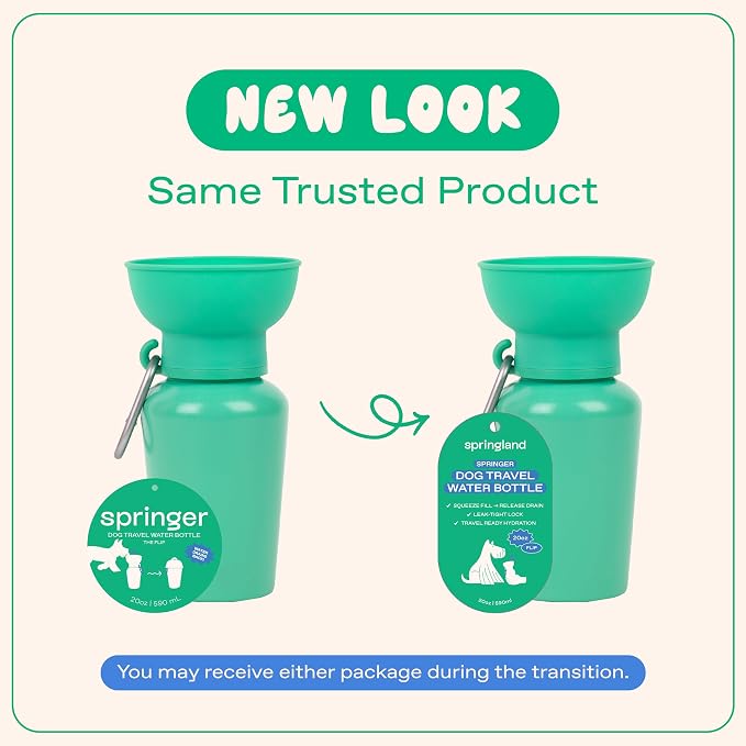 Springer Flip Dog Water Bottle | Portable Drinking Feeder with Foldable Food-Grade Silicone Bowl | One-Hand Squeeze & Leak-Proof | BPA-Free 20oz | Walking, Hiking & Camping | Puppy Essentials - Image 9