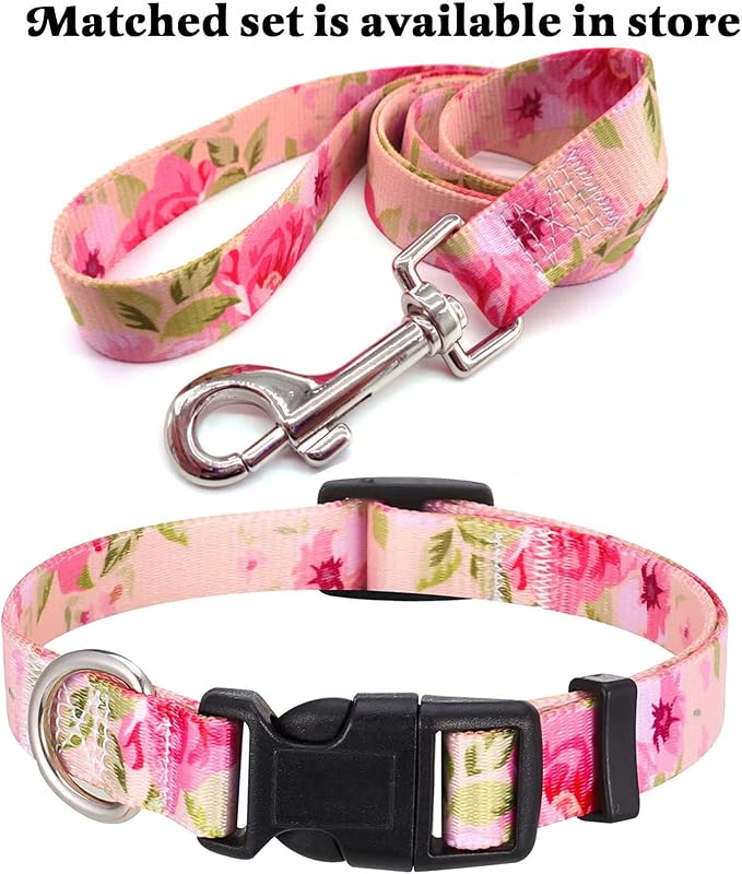 Mihqy Dog Collar for Small Dogs Puppy Cats, Fashion Design, Pink Rose,XS | Neck Fit 7.9"-11.8", Multiple Patterns，4 Sizes for Small Medium Large Dogs, Comfortable for Walks and Outdoor Hikes - Image 5