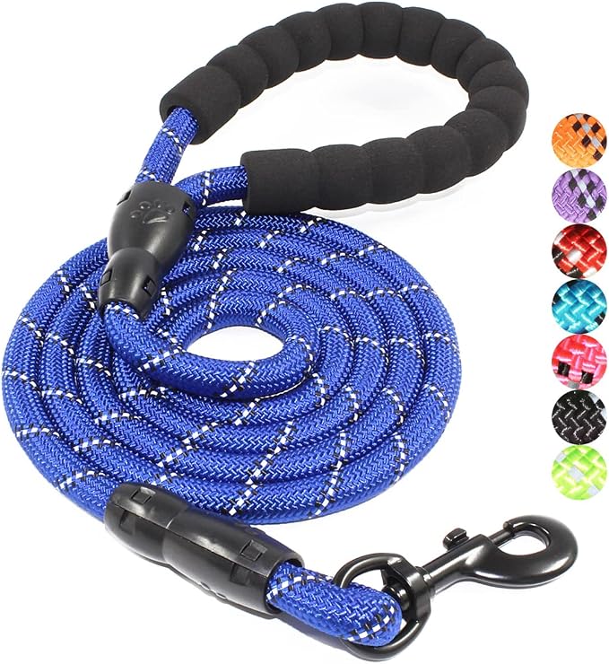 2/4/5/6 FT Dog Leash with Comfortable Padded Handle and Highly Reflective Threads for Small Medium and Large Dogs (5FT-1/2'', Navy Blue) by BAAPET
