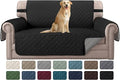H.VERSAILTEX Reversible Loveseat Cover Loveseat Slipcover for 2 Cushion Couch Water Resistant Dog Protector Furniture Cover for Pets Non Slip Sofa Couch Cover with Elastic Strap(Loveseat, Black/Grey) by HVERSAILTEX