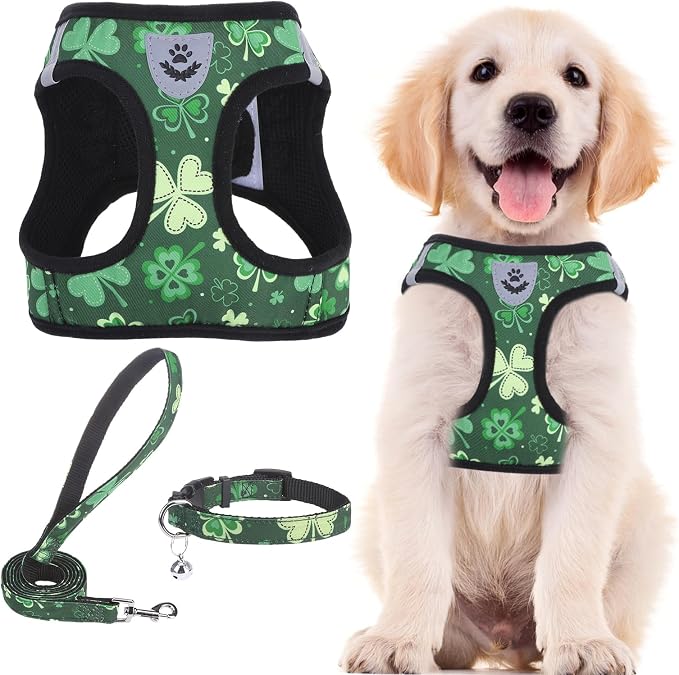 PUPTECK Dog Harness, Collar and Leash Set No Pull for Small Medium Sized | Cute Puppy Step-in Escape Proof Reflective No Choke Pet Cat Adjustable Walking Vest by PUPTECK