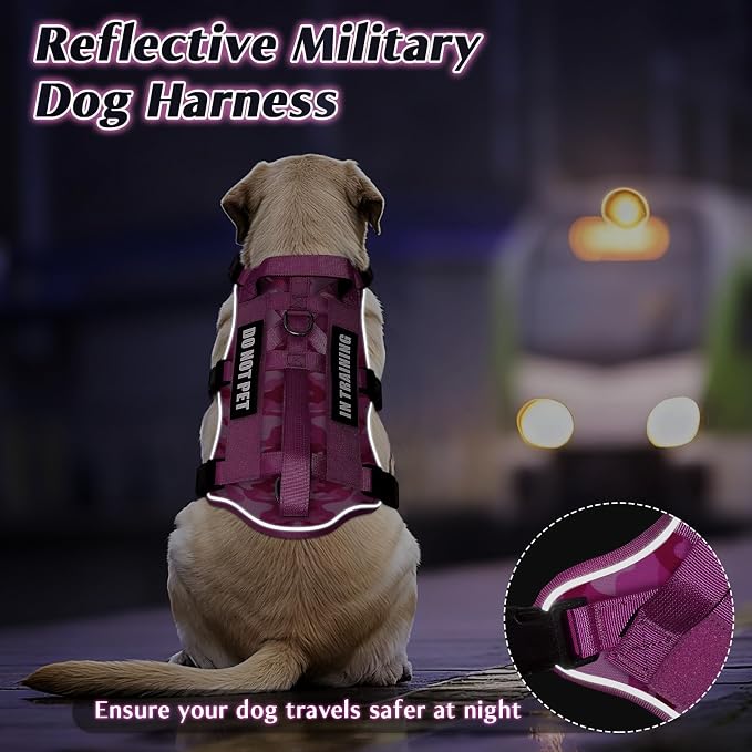 WINSEE Escape Proof Dog Harness with Double Handle+4 Removable Patches | Service Working Molle Harness with Double Handle for Large Dogs, Tactical Pet Reflective Vest for Walking Hiking Hunting - Image 6