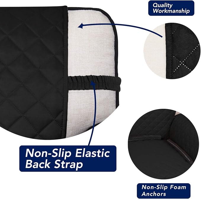 PureFit Reversible Quilted Couch Covers for Dogs Oversized Sofa Cover 78” | Black/Beige, Water Resistant Couch Protector, Washable Pet Couch Cover with Non Slip and Elastic Straps For Kids - Image 3