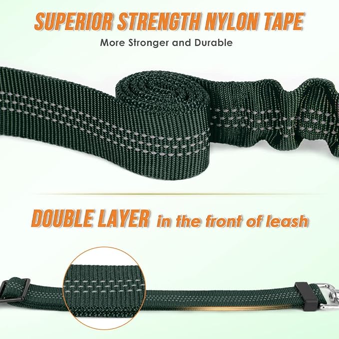 AUTOWT Double Dog Leash, No Tangle 360°Swivel Rotation Reflective Lead Attachment Adjustable Length Dual Two Dogs Lead Splitter, Comfortable Shock Absorbing Walking Training for 2 Dogs - Image 5