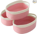 JMvicyroam Small Woven Basket, Empty Gift Basket, White&Pink/3 Pack | Small Gift Basket, Cotton Rope, 12 x 8 x 71 in, Handles, Includes Ribbon and Bag, Birthday Gift Basket by JMvicyroam