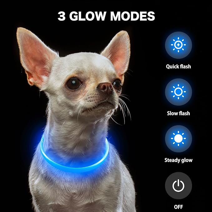 Light Up Dog Collar, High Visibility LED Dog Collar Rechargeable- Rainproof TPU Cuttable Glowing Pet Collar for Small Dogs & Cats - Puppy Safety Lights for Night Walking (XS- Blue 40cm) - Image 5