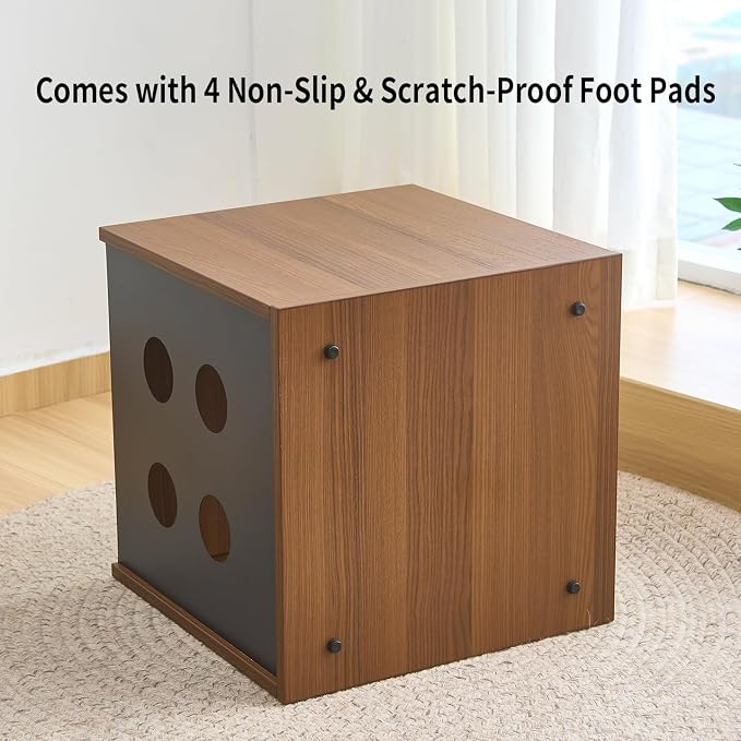 Wooden Indoor Cat House Suitable for Pets Under 66 Lbs, for Large Cats, Sturdy & Durable Semi-Enclosed Cat Bed Condo with Removable Washable Plush Cushion,Easy Video Assembly - Image 5