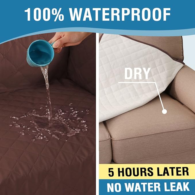 H.VERSAILTEX Sofa Slipcover Sofa Cover 100% Waterproof Couch Cover with Elastic Straps Furniture Protector for Pets Kids Children Dog Cat(Oversized Sofa, Chocolate) - Image 4