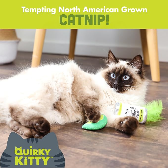 Quirky Kitty Whisker Claw and Lime Catnip Crinkle Plush Cat Toy, Pack of 2 | Soft textured pair with rustling sound effects, sparks batting, kicking and playful sessions for felines at home every day - Image 3