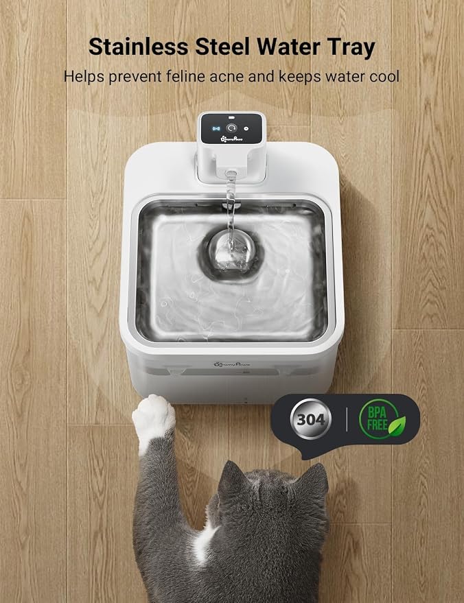 DownyPaws Cat Water Fountain Cordless, Pet Fountain, 84oz/2.5L, White Pro | Wireless Cat Drinking Water Fountains for Cats Indoor, Fursink , Battery Operated, Motion Sensor, Ultra Quiet Pump, BPA-Free - Image 5
