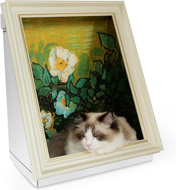 Painting Cat Scratcher Bed CartBoard Cat House Beds for Indoor Cats Half-Surround Design W/Horizontal Cat Scratcher Scratching Board W/Catnip (Rose, Frame Pre-Taped) by Sey%C3%B5ssbe