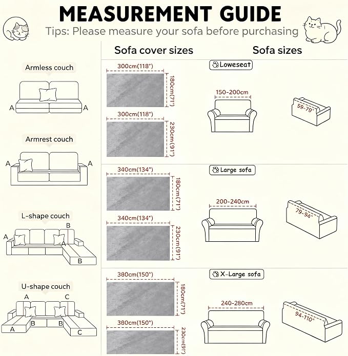 Loiion Cat Scratch Couch Cover Waterproof Sofa Cover 118"x71" Gray | Pet-Friendly Couch Protector, Anti-Scratch & Non Slip Sofa Cover For Cats Dogs Kids, Machine Washable - Image 2