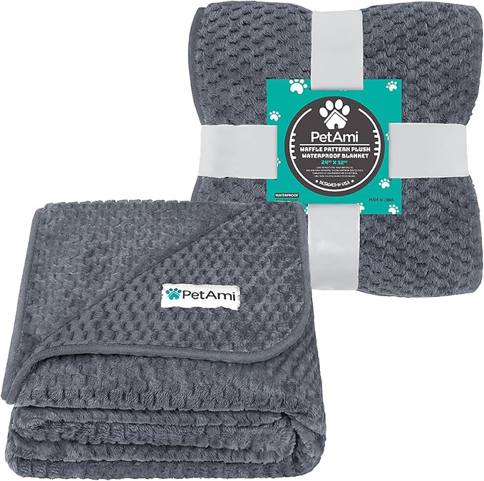 PetAmi Waterproof Dog Blanket, Leakproof Puppy Blanket, 24x32 Dark Gray | For Small Medium Pets, Furniture Sofa Couch Cover Protector, Fleece Throw Indoor Cat Kitten, Reversible Washable Soft Plush - Image 2