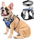 Dog Harness No Pull, Pet Harnesses with Dog Collar, Adjustable Reflective Oxford Outdoor Vest, Front/Back Leash Clips for Small, Medium, Large, Extra Large Dogs, Easy Control Handle for Walking by WINSEE