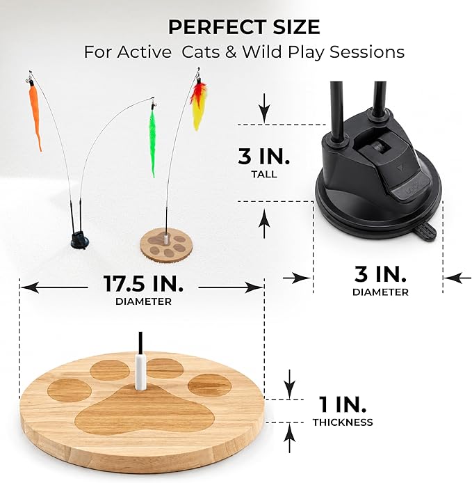 Cat Toys for Indoor Cats, Interactive Cat Toy Wand, Kitten Stuff, 18 Lures | Heavy Stable Base Prevents Toppling, Dual Suction Cup For Extra Play Options, Trigger natural feline hunting instincts today - Image 6