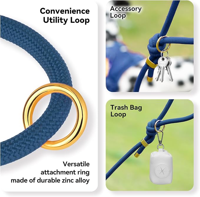 5FT Dog Leash Puppy Cat Rope Lead for Small Medium Large Dogs | Prussian Blue,with Anti-tangle Swivel Clip,Non-slip Grip Handle,Ideal for Daily Walks and Training - Image 5