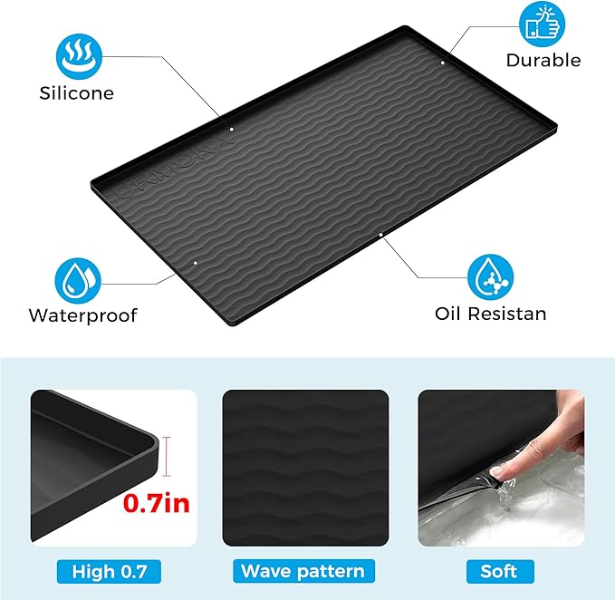 URMONA 22'' x 14'' Waterproof Silicone Under Sink Mat Cabinet and Counter Protector, Shelf Liner for Kitchen and Bathroom, Storage and Organizers, Litter Mat, Pet Cat Puppy Essentials(Brown) - Image 2