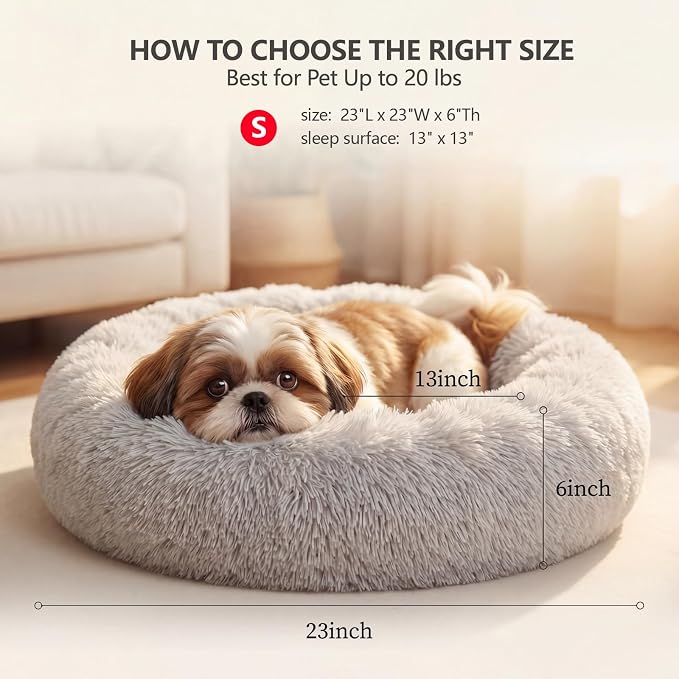 nononfish Comfortable Donut Dog Bed for Small Dogs,Plush Pet Bed | Comfortable plush donut bed with supportive edges for indoor sleeping. - Image 3