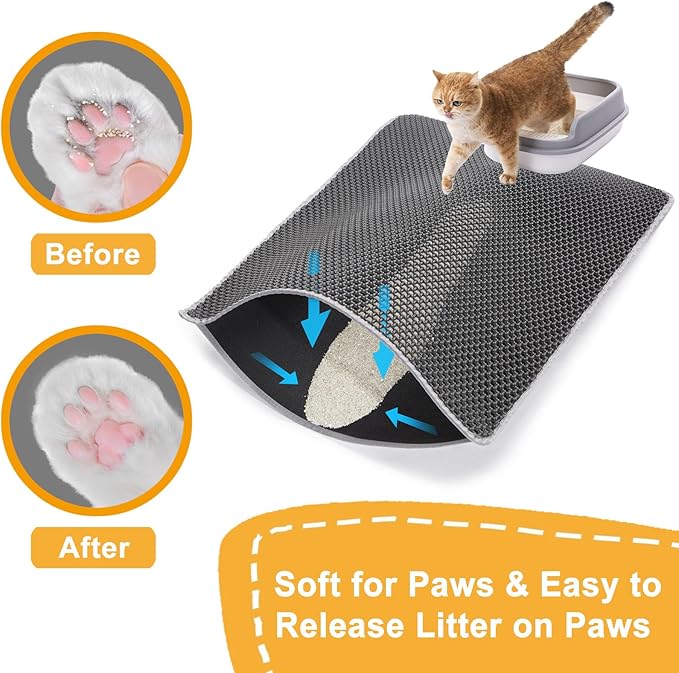 Cat Litter Mat Litter Trapping Mat,Cat Litter Box Mat for Floor 32"x22", 2 Layer Llitterbox Mats for Pet kitty,Litter Rug Catcher,Waterproof Urine Proof, Clean Easily, Collapsable, Medium - Image 6