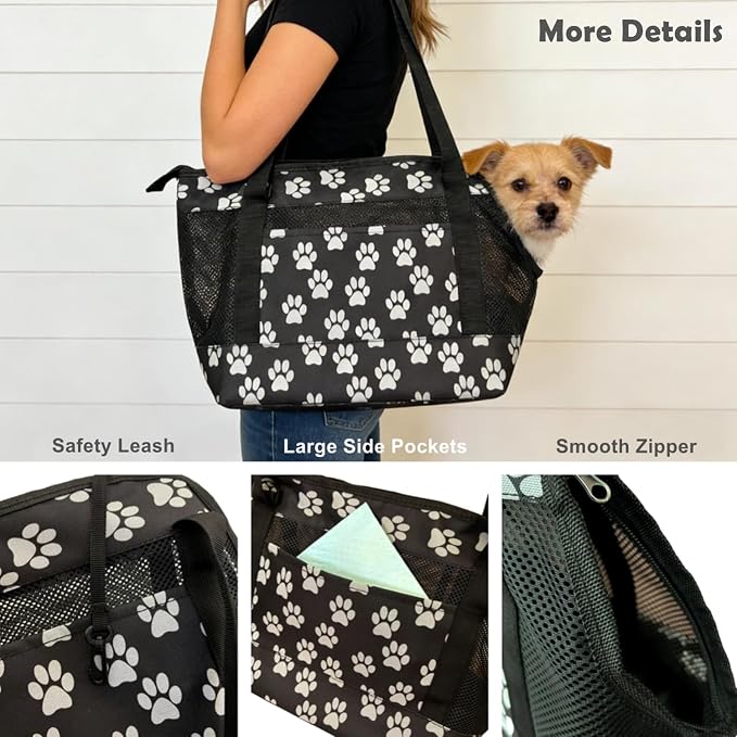 Dog Purse Carrier for Small Dogs with Pocket,Dog Carriers Soft Sided,Pet Carrier Purse for Puppy and Cats Up to16 lbs,Dogs and Puppies Tote Bag Carrier,Collapsible Travel Puppy Carrier - Image 7