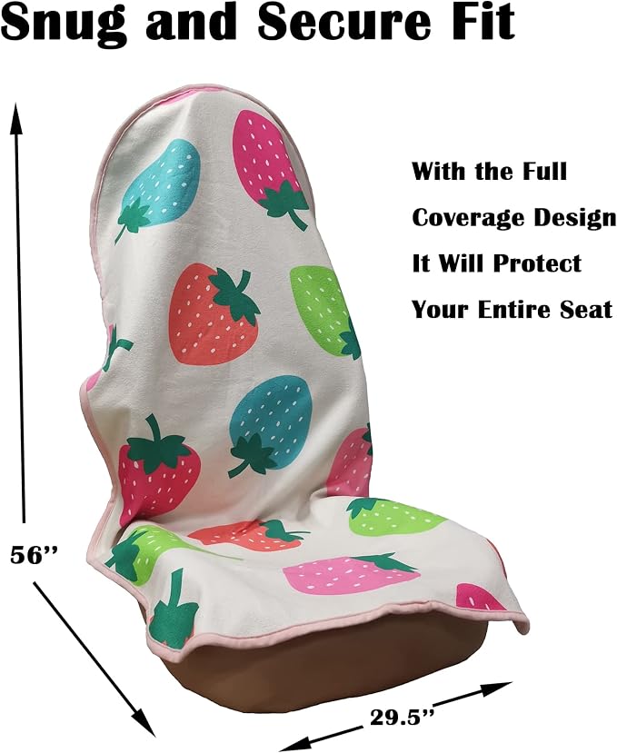 Car Seat Cover Protector Front Seats,for Gym Workout,Running,Swimming,Beach and Hiking,Waterproof Sweat Towel Bucket Seat Covers for Cars SUV Trucks (Strawberry, 2Pcs) - Image 3