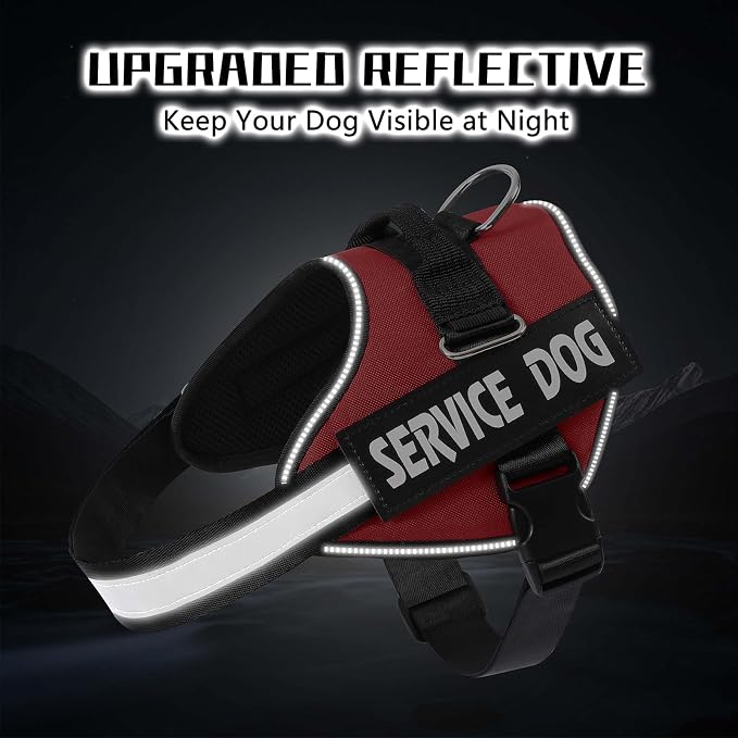 MUMUPET Service Dog Harness, No Pull & Reflective Pet Vest, Red, S | Easy Control Handle, Soft & Breathable Padding, Adjustable Fit for Small to Large Dogs, 2 Removable Patches - Image 5