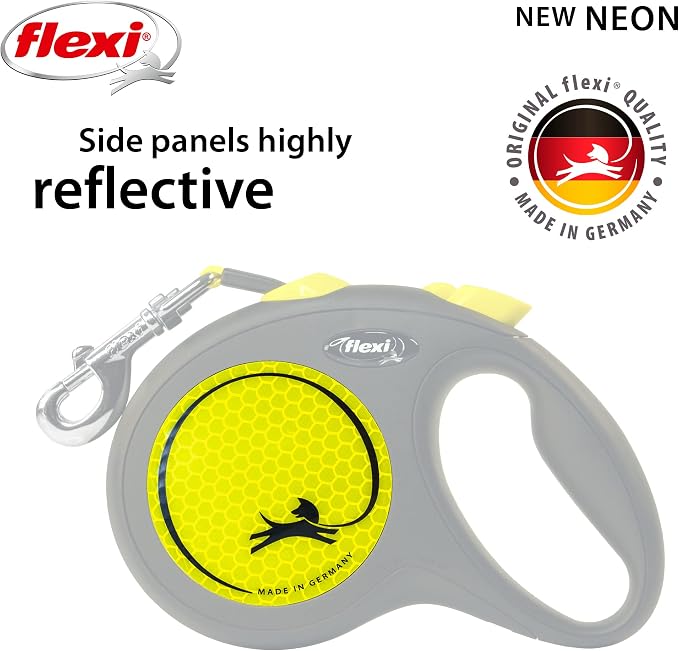 FLEXI® Neon Tape Retractable Dog Leash, Large, 16 ft - Neon Yellow/Black | German engineered, original flexi leash, durable quality for dogs up to 110 lbs, tangle-free, walking, reliable brake system - Image 5