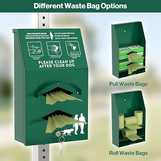 POCHAR Aluminum Outdoor Dog Bag Dispenser with Pick Up Sign for Pet Waste | Rust-Proof Wall-Mounted Poop Bag Dispenser for Dog Waste, Includes Lock & Mounting Hardware - Image 4