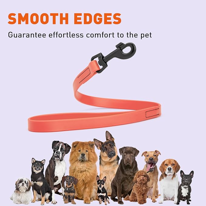 Dogline Biothane Waterproof Dog Leash Strong Coated Nylon Webbing with Black Hardware Odor-Proof Easy to Clean High Performance for Small or Large Dogs Made in USA 2 ft Lead, Coral - Image 8