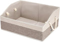 Large Dog Toy Basket with Handle, Foldable Dog Toy Box for Living Room Area , 20" Basket for Dog's Supplies, Organizer and Storage with Hard Board, Anti-Slip for Pet Toys (Brown, Medium 20"×15") by Unknown