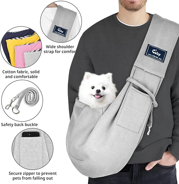 CUBY Dog and Cat Sling Carrier - Hands Free Reversible Pet Papoose Bag - Soft Pouch and Tote Design - Suitable for Puppy, Small Dogs Cats Outdoor - Image 2