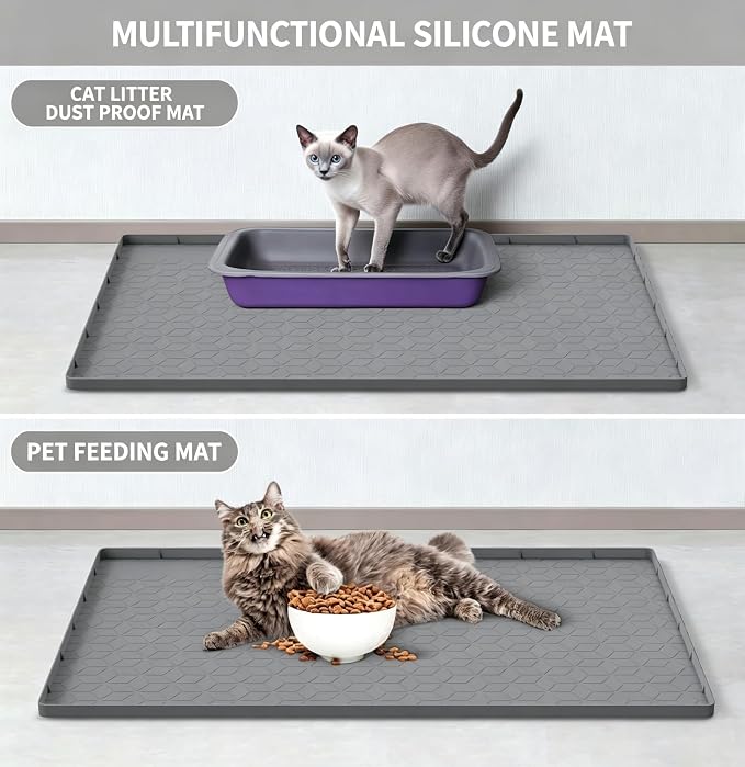 Large Silicone Cat Litter Mat 34*22Inch, Waterproof Washable Kitty Pad | Urineproof Litter Trapping Mat For Cat Easy to Clean Non-Slip Soft On Kitty Paws Protects Floors Mat For Washing Machine - Image 6