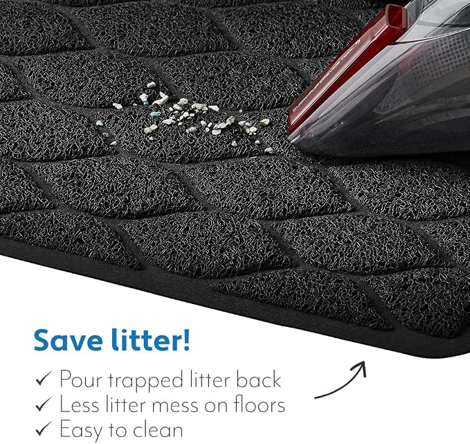 MIGHTY MONKEY Waterproof BPA Free Cat Litter Box Trapping Mat, Easy Clean Floors, Textured Backing, Soft on Sensitive Kitty Paws, Cats Accessories, Less Waste, Stays in Place, 24x17, Black - Image 5