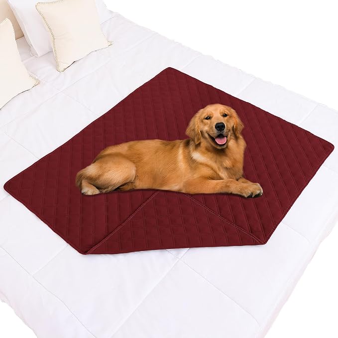 Smiry Waterproof Reversible Pet Couch Covers for Dogs | Pet Friendly, Soft Fabric, Washable Sofa Furniture Protector for Dogs Cat Kids, Checkered (40"x50", Wine Red/Wine Red) by Smiry