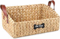 Trapezoid Pet Dog Toy Basket,Medium Dog Toy Bin,Wicker Storage Basket for Dog Cat Toys,Dog Storage Organizer for Leash Blanket Toys Snacks -Natural Farmhouse Water Hyacinth by Brabtod